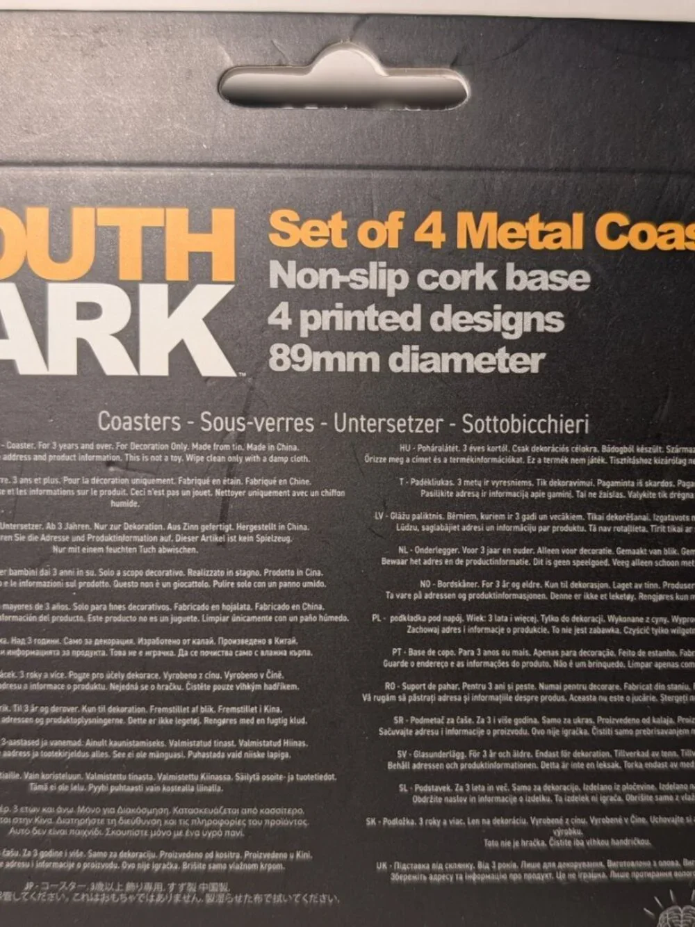 South Park Set of 4 Metal Coasters Non-Slip Cork Base Official Collectibles